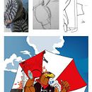 Concentración motera Las Záguilas. . Un proyecto de Ilustración tradicional de Fran Villano Sánchez - 23.04.2014