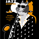 ANUNCIO DEL IV FESTIVAL DE JAZZ HIGUERA DE LA SIERRA. Un projet de Design graphique et Illustration traditionnelle de nuriadasilva-art-design - 20.07.2014