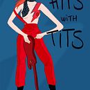 Postal para promo Hits with Tits. Comic project by Mamen Moreu Bibián - 05.25.2015