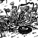 Viñeta "Senda de los elefantes". Comic project by Miguel Angel Arqués Orobón - 06.01.2015