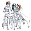 Hermione, Harry y Ron (GenderBender) . % Noelia Martín Cardona tarafından hazırlanan Karakter Tasarımı, Geleneksel illüstras, Ve on projesi - 09.29.2015