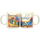 Taza Barcelona 1. Un proyecto de Artesanía, Diseño, Diseño de producto, Ilustración tradicional, Bellas Artes, Bocetado, Cerámica, Creatividad, Dibujo, Dibujo artístico, Dibujo digital e Ilustración digital de Cristina Figueroa - 08.05.2015