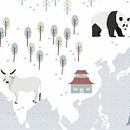 Animal Map of the World . % edurne tarafından hazırlanan Geleneksel illüstras, Ve on projesi - 03.20.2016
