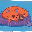 Gatito durmiendo (ilustración gouache). Un projet de Illustration traditionnelle , et Peinture de Enric Lleyda - 28.05.2016
