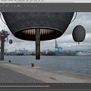 NAVE ESPACIAL EN FORMA DE KINDER SORPRESA INVADE EL PUERTO DE GRAN CANARIA. 3D, Street Art, Design, Graphic Design, Photograph, Post-production, and VFX project by Jorge Poveda Garcia - 10.10.2016