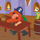 Pirata. Character Design, and Traditional illustration project by Mónica González - 08.18.2016