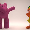 Elly y Pato de Pocoyo. 3D, Animação, Artes plásticas, Cinema, Colagem, Comic, Direção de arte, Design de brinquedos, Design de personagens, Design gráfico, e Motion Graphics projeto de Àlvaro TOrte - 01.02.2017