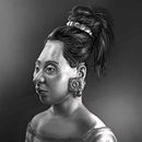 Reconstrucción artística forense del rostro de una adolescente maya sacrificada y un joven de cuerpo entero. Fine Arts project by Érika Meijide Jansen - 01.12.2017