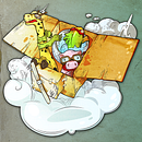 Cardboard Plane - Ilustración. Character Design, and Traditional illustration project by Ademar García - 03.13.2017
