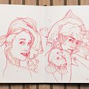 Girls With Fishes - Ilustración. Traditional illustration project by Ademar García - 03.13.2017