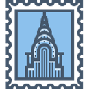 Stamps from NY. Arquitetura e Ilustração tradicional projeto de Cofradía San Agustitas - 17.04.2017