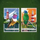 Faros y aves. Sello postal. Graphic Design, and Traditional illustration project by Roberto Roiz - 04.01.2017