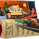 Bridget Jones Book Bench Design. Un progetto di Design, Design e creazione di mobili, Illustrazione tradizionale e Pittura di Paula Bressel - 09.04.2015