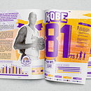 Interior de Revista "Infografia kobe Bryant". Design editorial projeto de Vanesa Barrientos - 05.01.2018