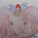 Mi Proyecto del curso: Técnicas modernas de Acuarela, "Un hada arrina de un elefante" a petición de mi hijaH. Fine Arts project by AriDul GN - 08.28.2017