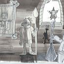 JUAN SIN MIEDO,  es el resultado de mi primer contacto con el collage y la tinta, con claroscuros que generen la emoción de temor pero con un toque divertido.. Un projet de Illustration traditionnelle de Carolina Fontanals Riola - 22.10.2017
