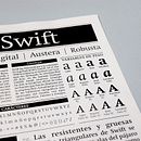 Swift: Espécimen tipográfico | Font Specimen. Een project van Redactioneel ontwerp y Grafisch ontwerp van Laura Jorba Torras - 27.10.2017