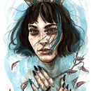 Reina de un mar de lágrimas. Fine Arts, and Traditional illustration project by Vanesa Izquierdo Ruiz - 11.08.2017