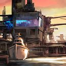 Puerto futurista pre-apocalíptico: Iniciación al concept art: diseñando el futuro. Un proyecto de Ilustración tradicional de Eloi Matas i Riera - 23.11.2017