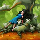 Alice did not find the rabbit, perhaps the white rabbit dreamed of alice after a breakfast of mushrooms. Animação, Design de personagens, Ilustração tradicional, e Pintura projeto de eduardo berazaluce - 07.12.2017