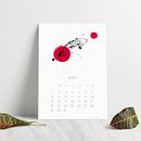 Calendario Koi 2018. Design, Information Design, Pattern Design, Product Design, Editorial Design, Graphic Design, Traditional illustration, Vector Illustration, and Photo Retouching project by Daniela Nettle - 11.13.2018