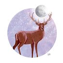 MOONLIGHT DEER. Un proyecto de Ilustración tradicional de Sofía - 21.01.2018