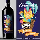 Vino Carnaval. Design, Graphic Design, Traditional illustration, Vector Illustration, and Packaging project by Almudena La Orden - 02.12.2018