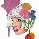 Mujer que vende flores con los ojos de un ave . Creativit, Drawing, Graphic Design, Watercolor Painting, and Photo Retouching project by LESLY GUADALUPE RODRIGUEZ GONZALEZ - 02.03.2019