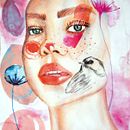 MiProyecto del curso: Retrato ilustrado en acuarela.  PINK BALLON. Fine Arts project by Nerea Sanchez Pastor - 03.11.2018