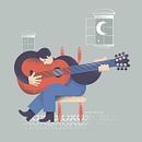 Guitar song. Graphic Design, and Traditional illustration project by Fran Torres - 05.19.2018