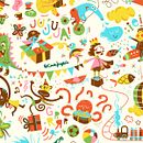 Corte Inglés - Papel de envolver infantil. Traditional illustration project by Flor Kohan - 04.10.2018