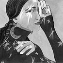 Mujer y estrellas - Flores. Projekt z dziedziny Trad, c i jna ilustracja użytkownika Iliana Ulloa - 17.06.2018