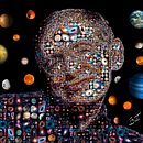Ilustración en mosaico de Stephen Hawking usando imágenes del espacio y los diferentes planetas. Un projet de Illustration vectorielle de Eladio de Paula - 31.08.2018