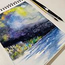 Galaxia con paisaje. Un proyecto de Bellas Artes e Ilustración tradicional de Ana Ines Cohen - 06.09.2018