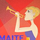 Maite Hontelé: Trompetista europea con sangre latina. . Traditional illustration project by Jorge Luis Vázquez Tejeda - 09.06.2018