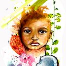  Retrato ilustrado en acuarela "Quiero un coco". Un proyecto de Dibujo de Retrato, Ilustración tradicional, Pintura a la acuarela y Creatividad de Claudio Bustamante - 26.10.2018