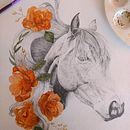 Caballo y flores. Projekt z dziedziny Trad, c i jna ilustracja użytkownika Dulce Lopez Iñiguez - 19.09.2018