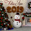 Postal Año Nuevo 2019. Een project van 3D-animatie y Grafisch ontwerp van Néstor Gómez - 17.01.2019