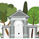 Ilustraciones edificios y fuentes Paseo Del Prado. Design, Traditional illustration, and Vector Illustration project by Marta Jiménez - 06.15.2017