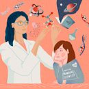 Día internacional de la mujer y la niña en la ciencia 11F. Projekt z dziedziny Concept art, Kreat, wność, Design,  Projektowanie plakatów, Trad, c i jna ilustracja użytkownika Rebeca Zarza - 11.02.2019
