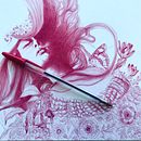 Mujer a tinta roja. Artistic Drawing, and Traditional illustration project by Ana González Palomo - 02.12.2019