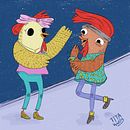 Gallinas cacareando. Een project van Ontwerp van personages y Traditionele illustratie van tita wong - 11.03.2019