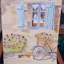 Playa, flores y bici - Mi primer trabajo en acuarela.. Un progetto di Pittura ad acquerello di Ruth Medina Barrientos - 15.04.2019