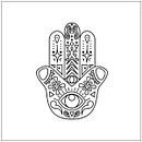 Diseño de Tatuaje - Mano de Hamsa. Design, and Digital Illustration project by Paola Ruiz - 05.10.2019