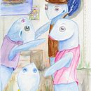 La lubina Josefina piragüista en el Descenso del Sella. Un proyecto de Ilustración infantil, Bellas Artes e Ilustración tradicional de Diana Sobrado - 10.05.2017