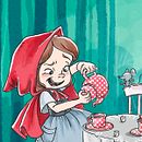 Red Riding Hood and the Wolf-Tee time. Un progetto di Character design e Illustrazione tradizionale di Cintia Rosales - 05.06.2019