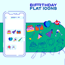 Birthday — Flat icons. Art Direction, Graphic Design, and Digital Illustration project by María Marqueses - 06.26.2019