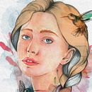 Retrato ilustrado en acuarela: Spring. Un proyecto de Dibujo artístico y Pintura a la acuarela de Nancy Meza - 20.07.2019