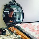 Seda pintada a mano.  projeto de Mar Rodrigo - 20.10.2018