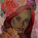 Retrato ilustrado en acuarela . Pictură în acuarelă de Bibiana Videla - 08.06.2019